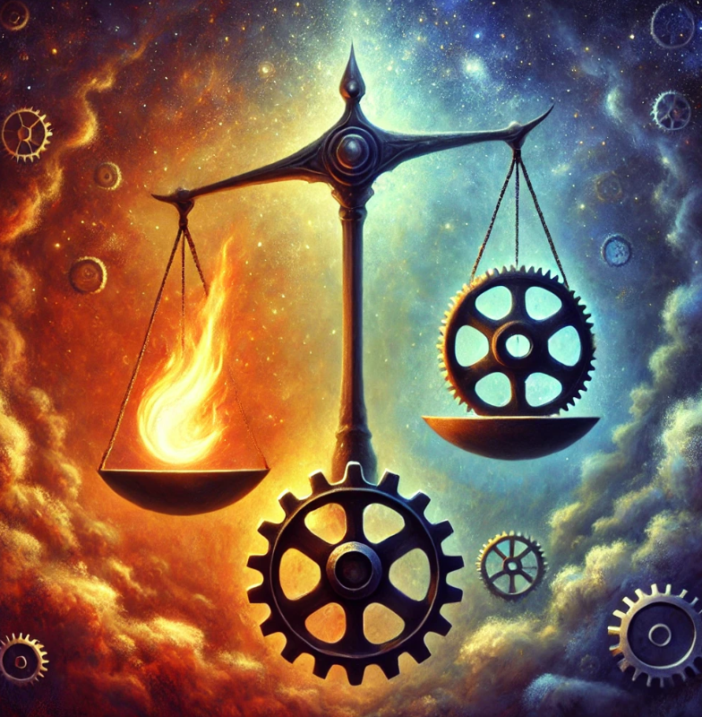 저울에 욕망과 능력의 불균형