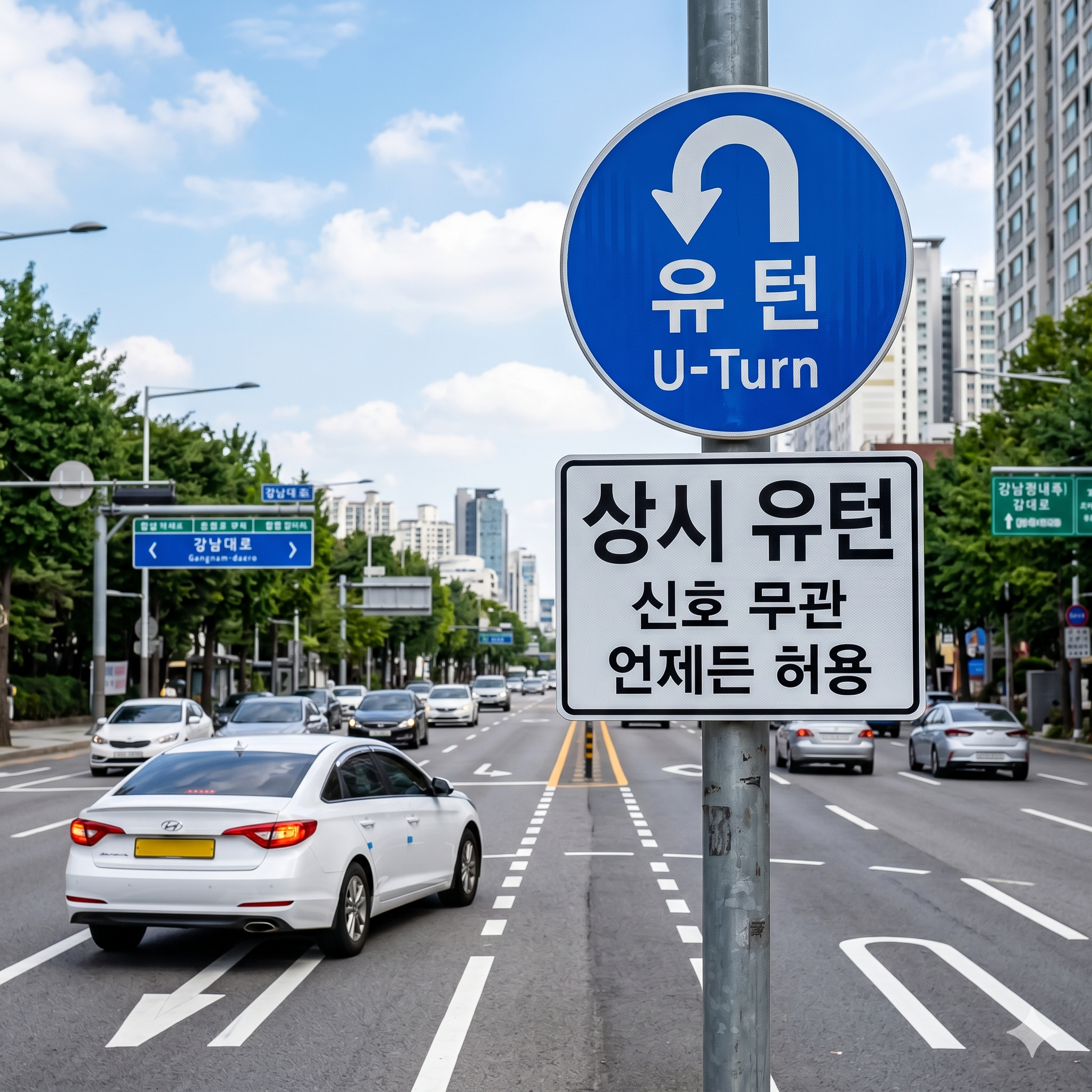 상시 유턴신호 표지판, 헷갈리지 않는 올바른 통행 가이드