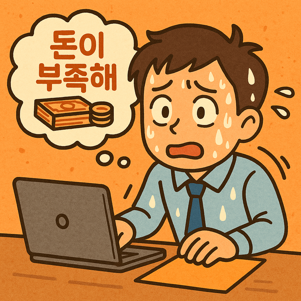 재정적 어려움으로 여유가 사라진 사람의 모습