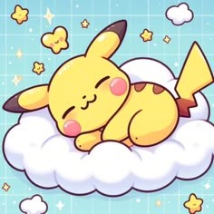 구름-이불위에서-잠에-빠진-귀여운-피카츄