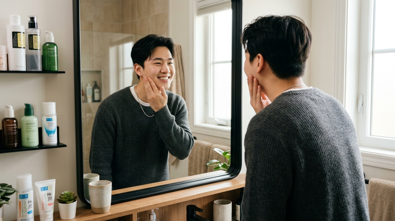 치료 성공 후 안도하는 한국인 남성 환자
