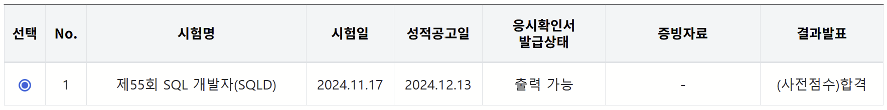 SQLD 합격