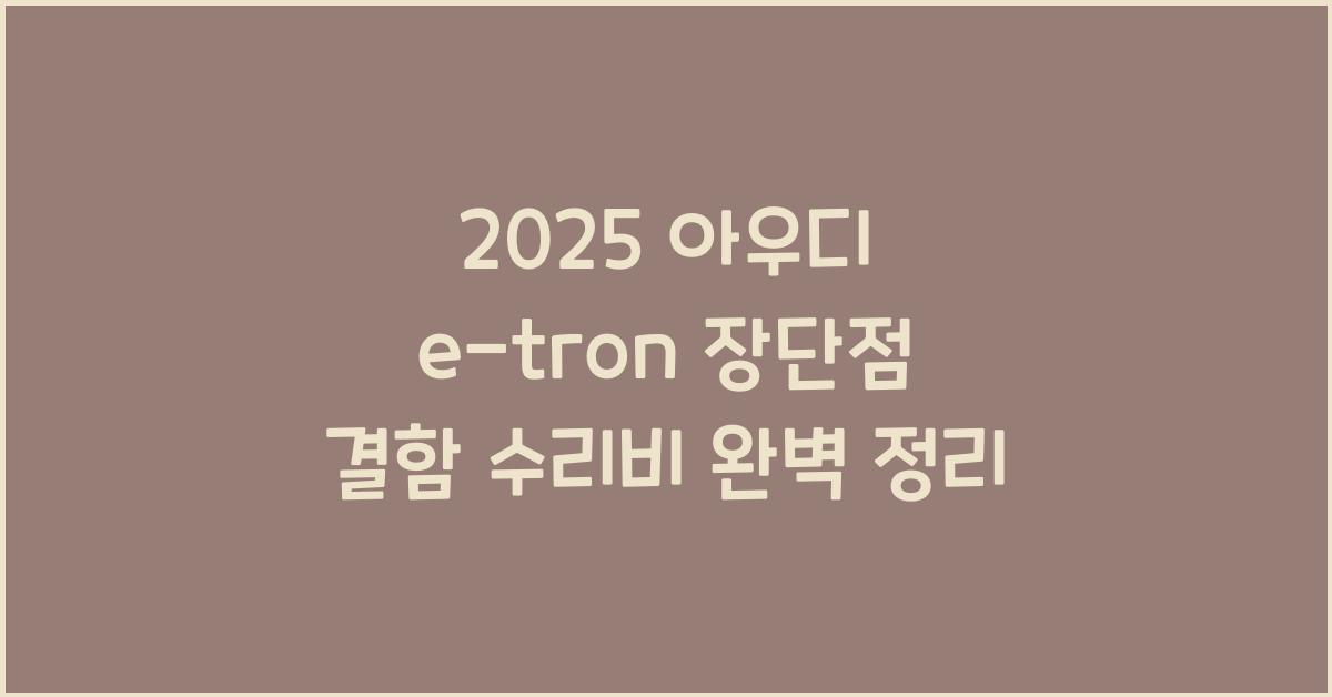 2025 아우디 e-tron 장단점 결함 수리비