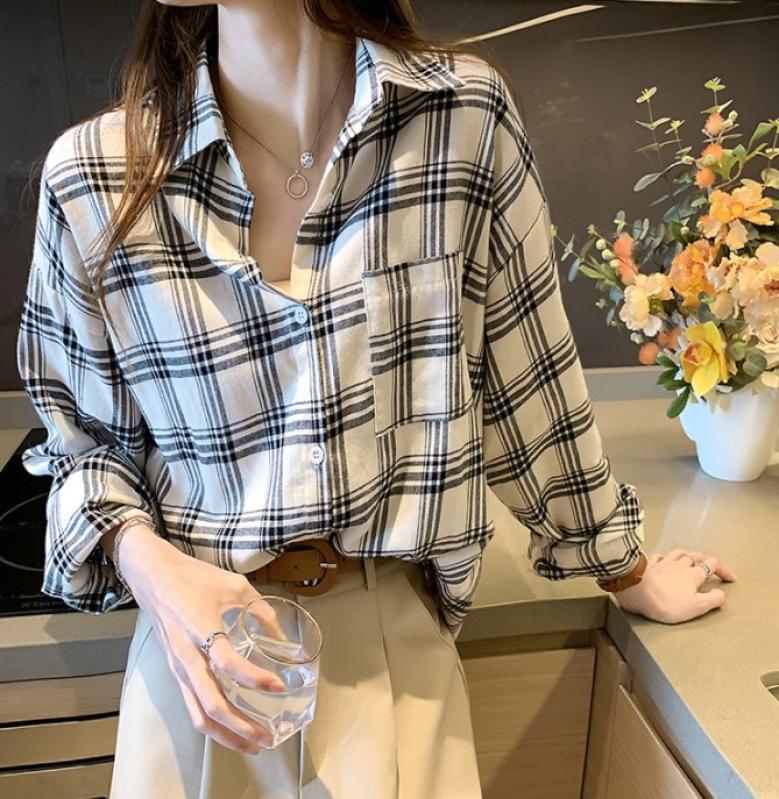 2컬러 여성포켓체크셔츠 데일리 가벼운 난방