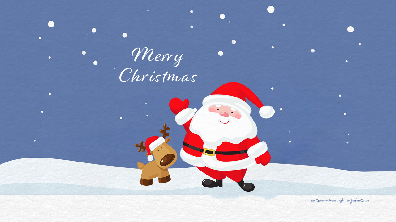 06 루돌프와 산타 일러스트 C - Merry Christmas 크리스마스배경화면