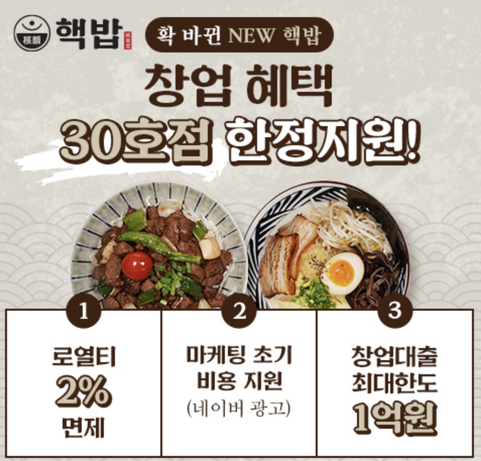 핵밥 창업 지원 혜택