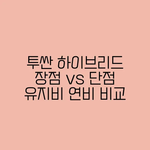 투싼 하이브리드 장점 vs 단점 유지비 연비 비교