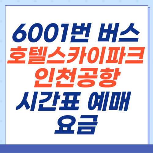 6001번-공항버스-호텔스카이파크-동대문점-인천공항-시간표-예매
