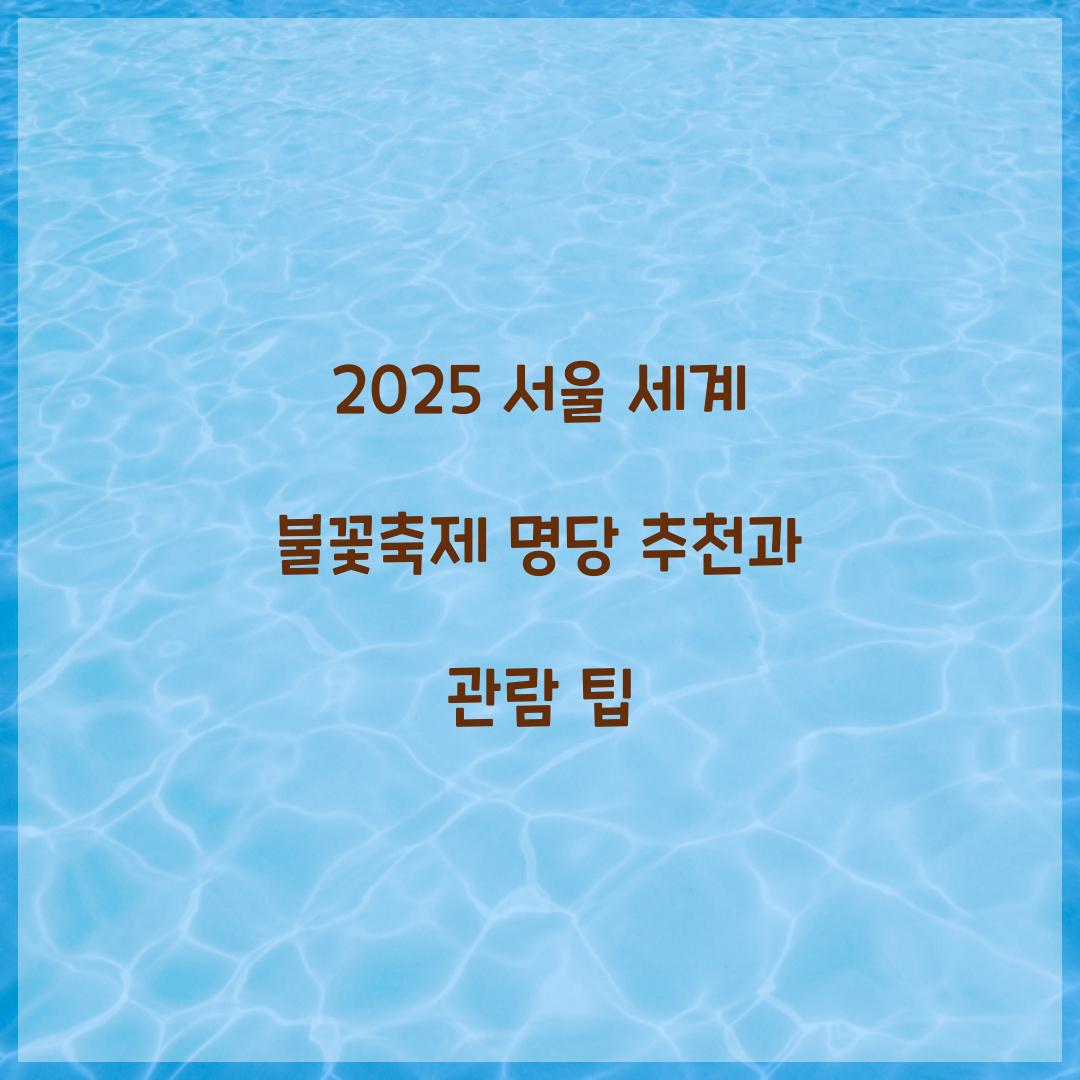 서울 세계 불꽃축제 명당