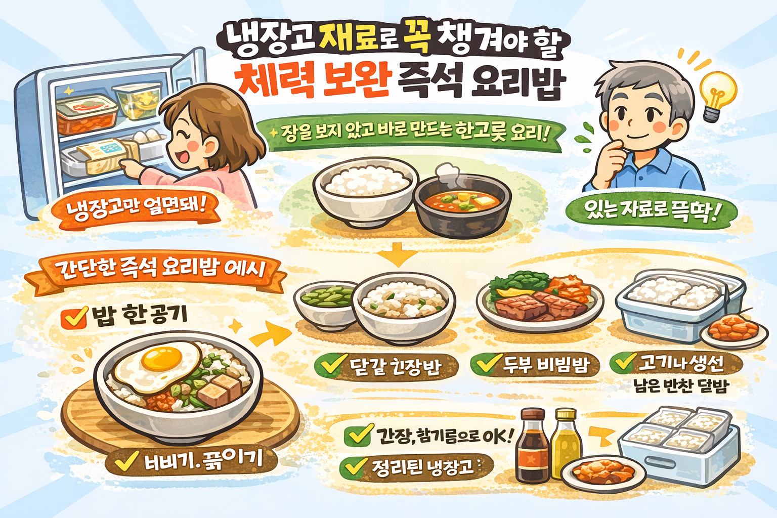 냉장고 재료로 만드는 체력 보완 즉석 요리밥