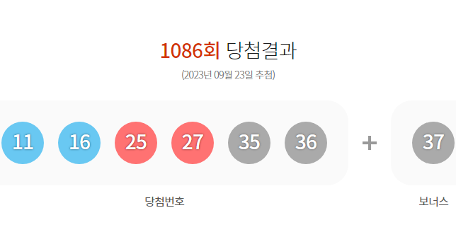 로또 당첨 번호 추첨 결과