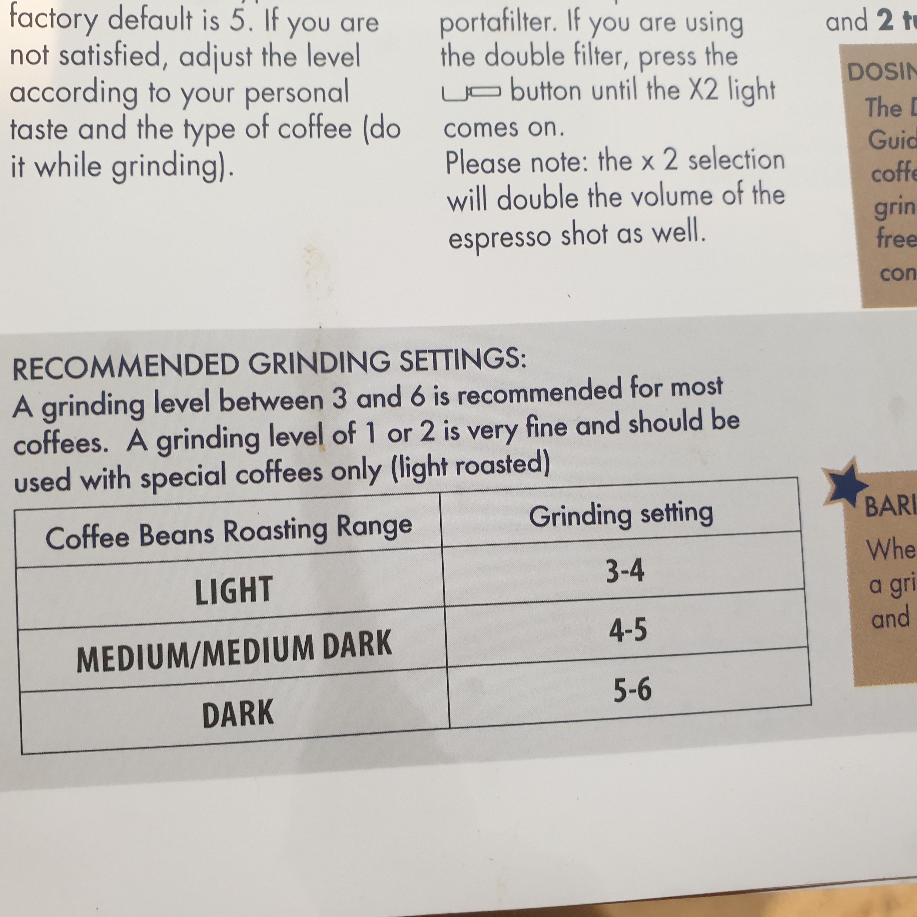 드롱기 라스페셜리스타 아르떼(La Specialista ARTE) 반자동 커피 머신_원두별 그라인더 분쇄도