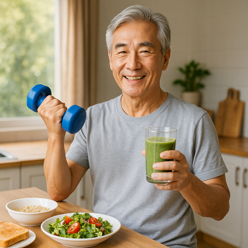 5060세대를 위한 건강 루틴 (아침습관, 걷기, 건강식) 관련 사진