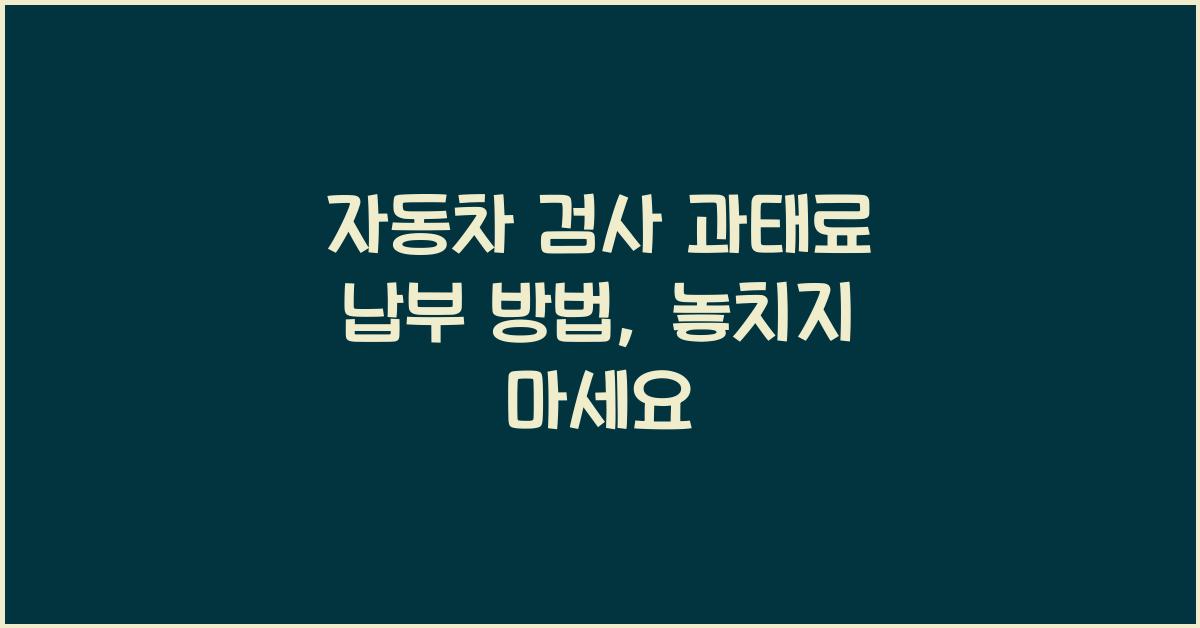 자동차 검사 과태료 납부 방법