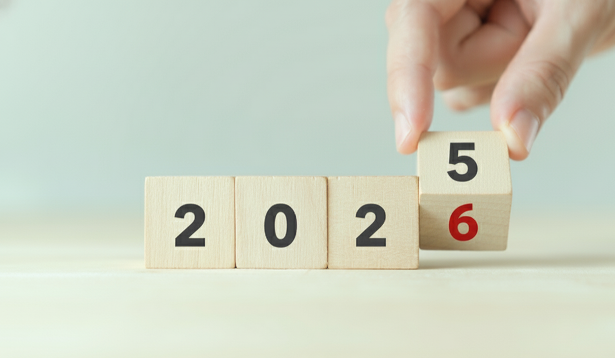 2026년 새해 목표 달성과 업무 계획 수립을 상징하는 숫자 블록 이미지