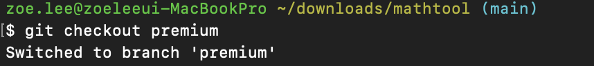 git checkout을 실행한 화면