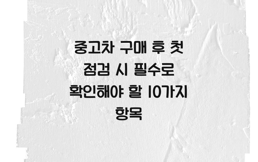 중고차 구매 후 첫 점검 시 꼭 확인해야 할 10가지 항목