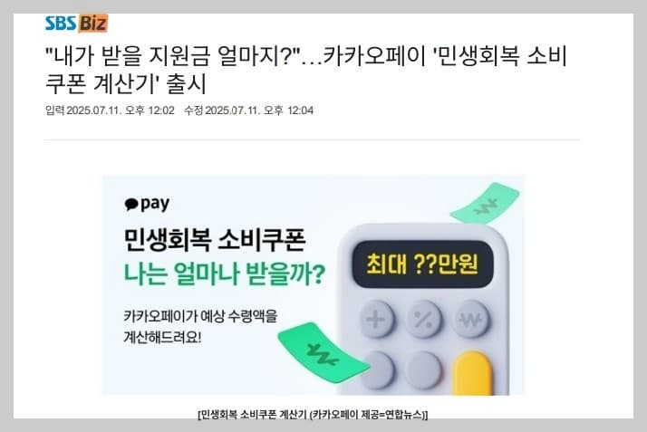 카카오페이 ‘민생지원금 계산기’ 출시!