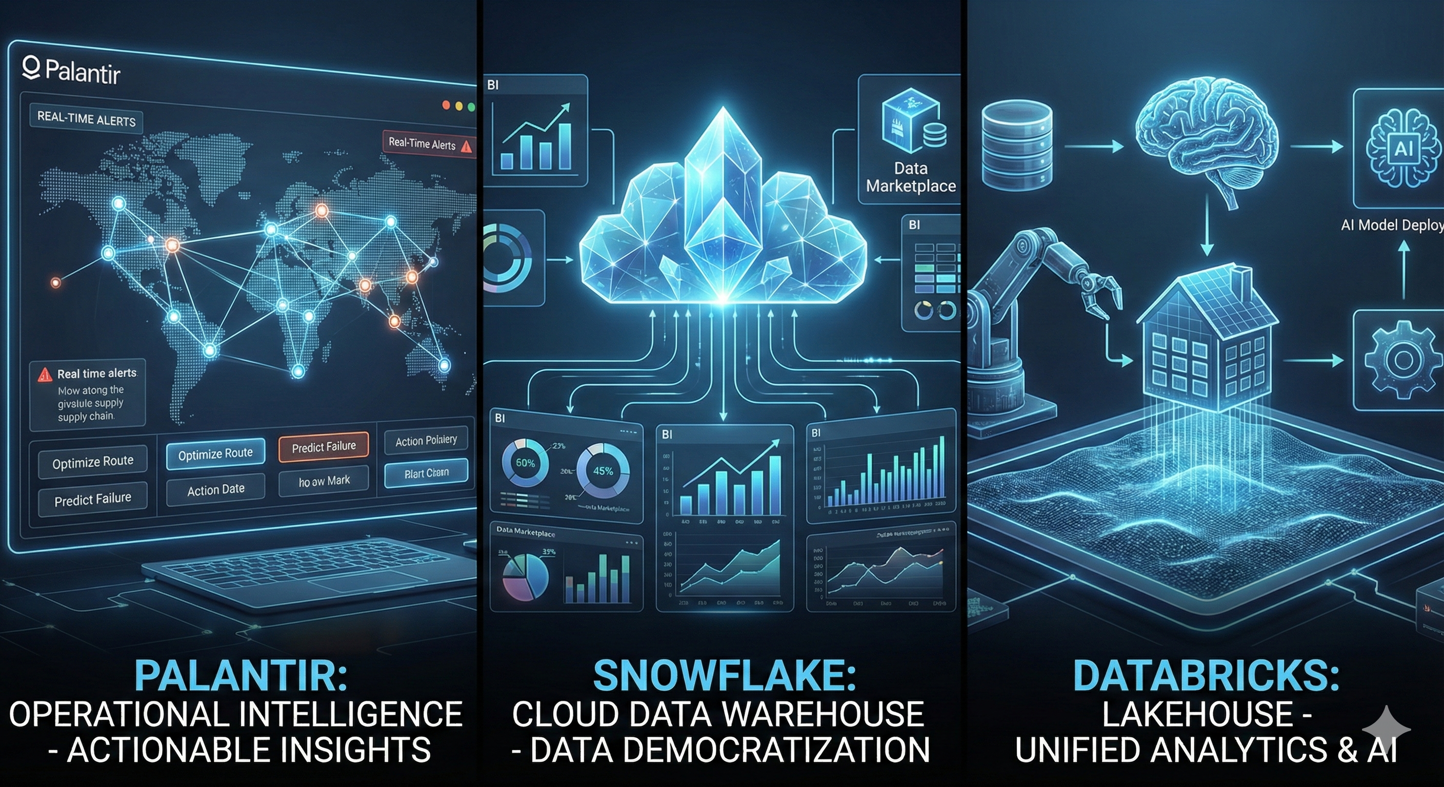 팔란티어 vs Snowflake vs Databricks 비교 분석 데이터 플랫폼 경쟁 구도