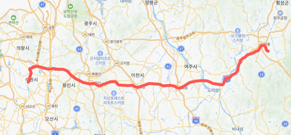 수원-원주-8218번-버스-노선-지도