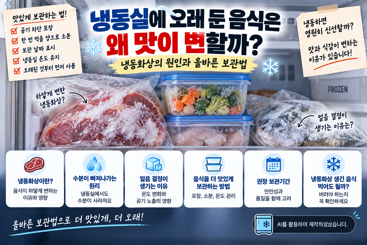 냉동실에 오래 둔 음식의 냉동화상 원인과 올바른 냉동 보관 방법