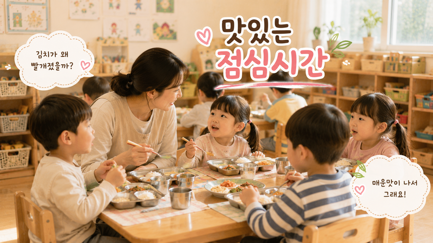 맛있는 점심시간의 즐거운 순간