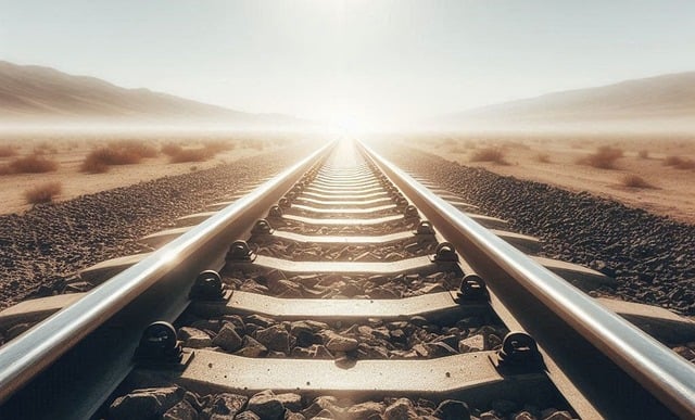 햇빛이 비치는 철길