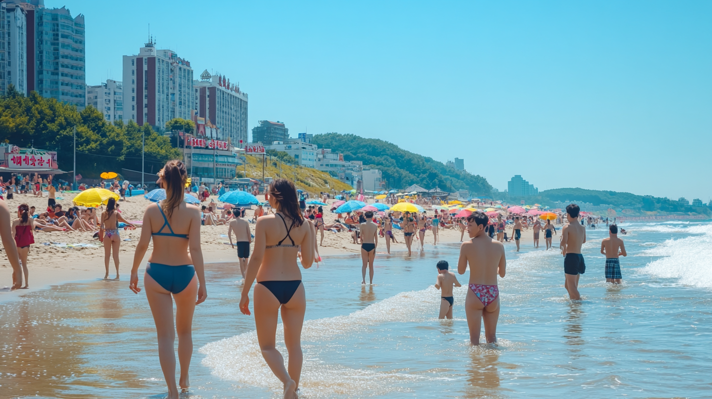 부산해운대 해수욕장의 시원한 모습