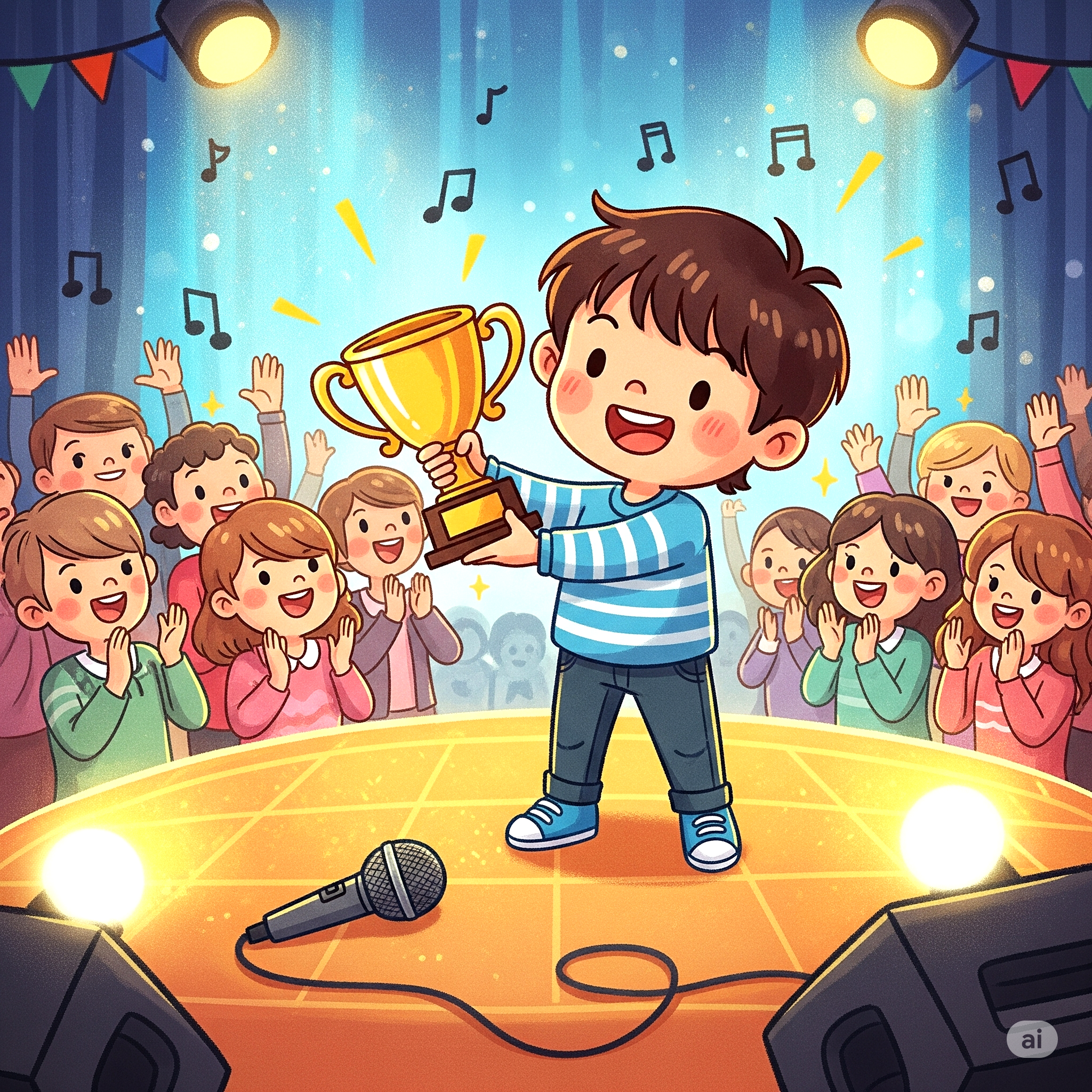 노래자랑에서 1등한 소년