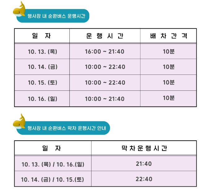 울산 고래축제 2022 셔틀버스 주차장 행사장 배치도 행사일정