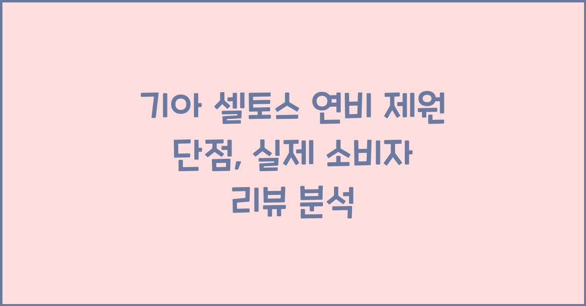 기아 셀토스 연비 제원 단점
