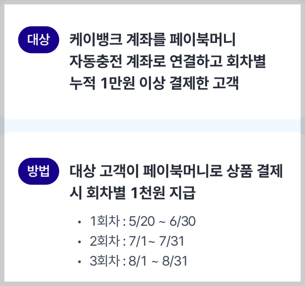 [K뱅크] 페이북 머니 자동 충전 이벤트 신청 방법