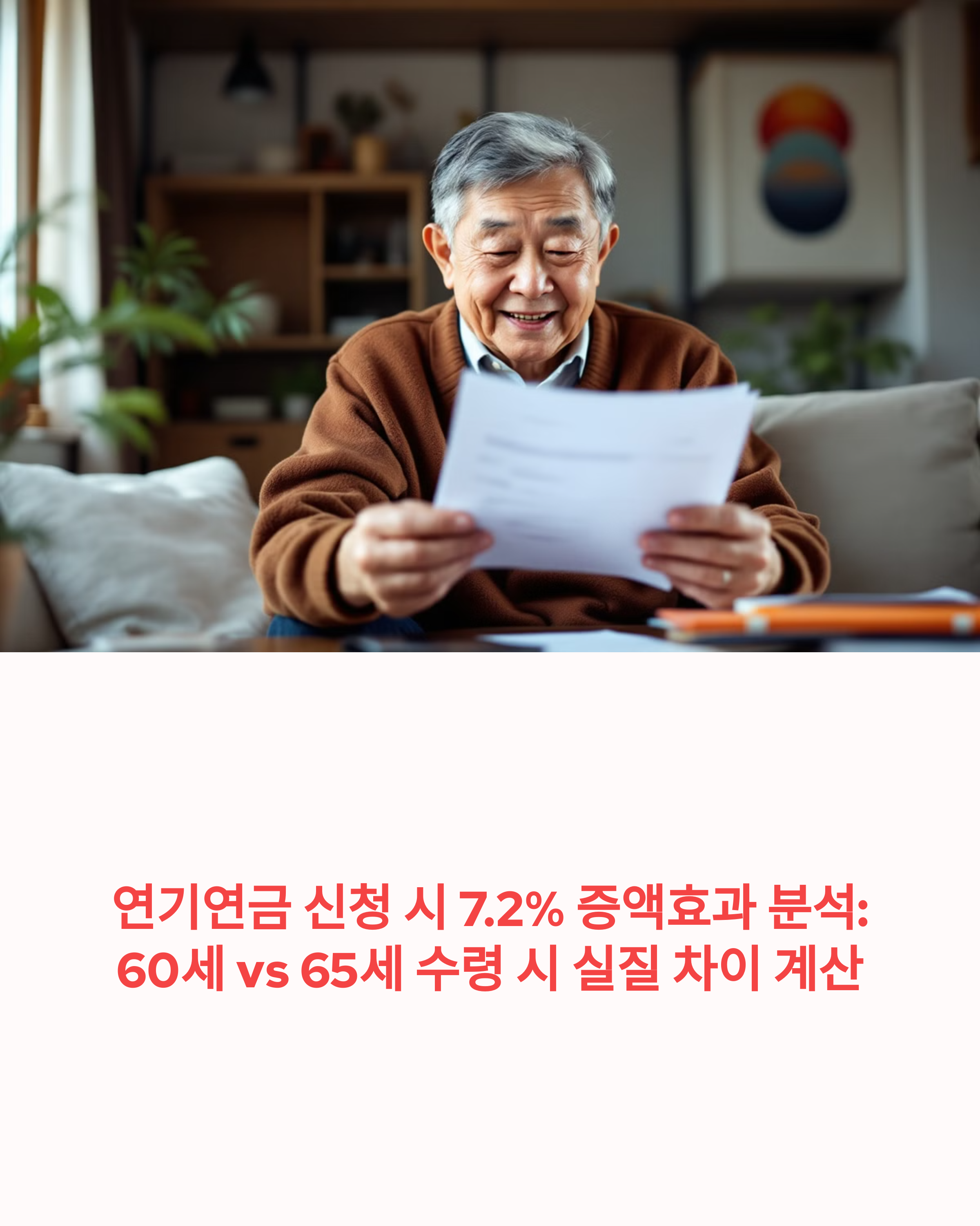 연기연금 신청 시 7.2% 증액효과 분석: 60세 vs 65세 수령 시 실질 차이 계산