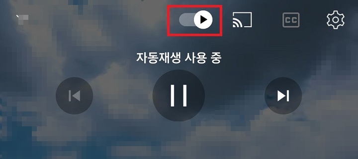 자동 재생 버튼 오른쪽으로 옮겨져 있음