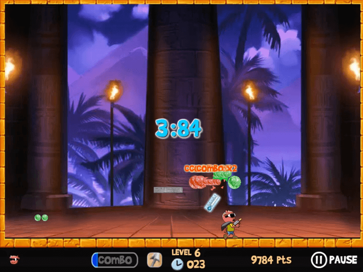 온도계-아이템으로-버블을-얼리고-터트리는-화면