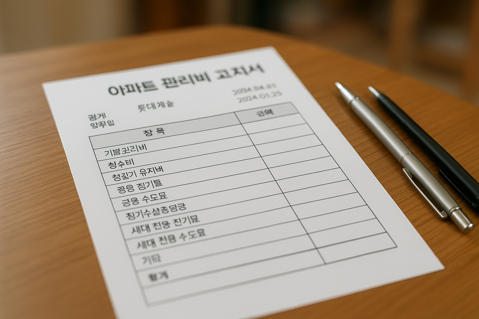 아파트 관리비 고지서