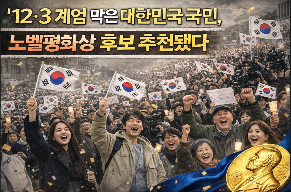 12·3 계엄 막은 대한민국 국민, 노벨평화상 후보로 추천된 소식