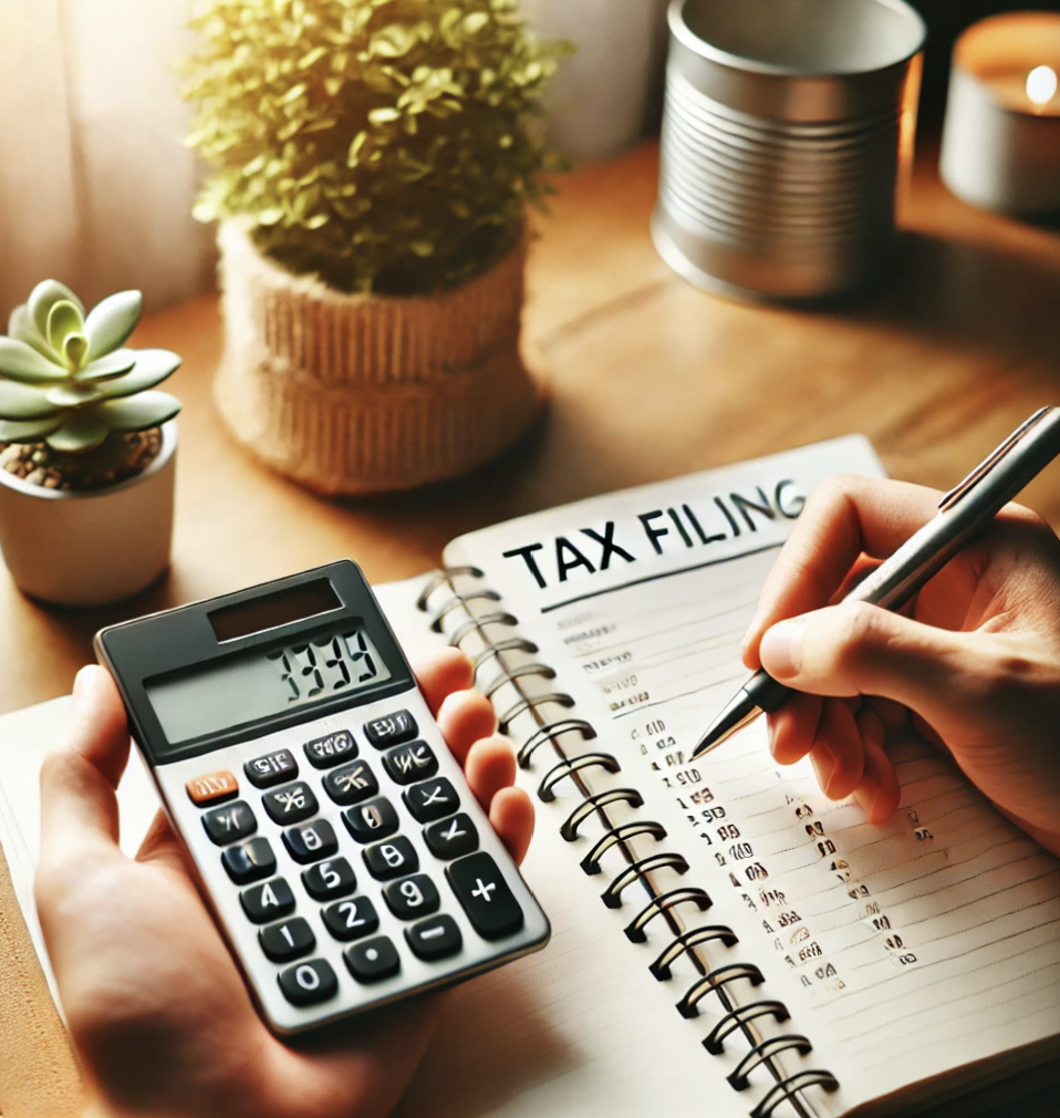 실생활적인 세금 신고 장면을 표현한 이미지