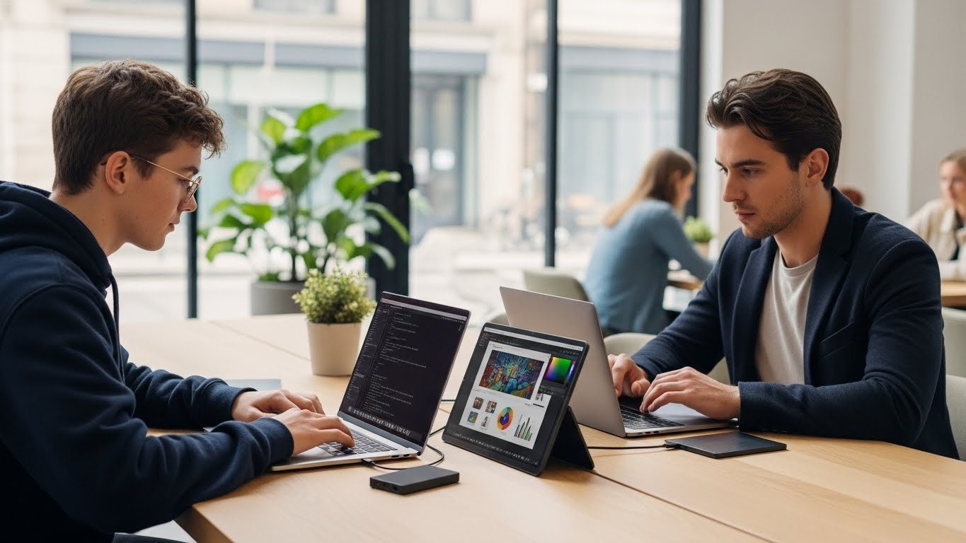 직장인과 학생을 위한 휴대용 모니터와 외장 SSD