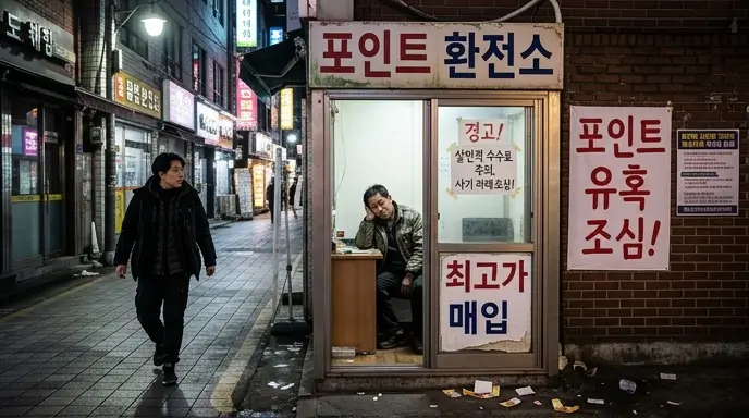 잠자는 포인트 유혹 불법 환전소 살인적 수수료 경고 및 사기 방어