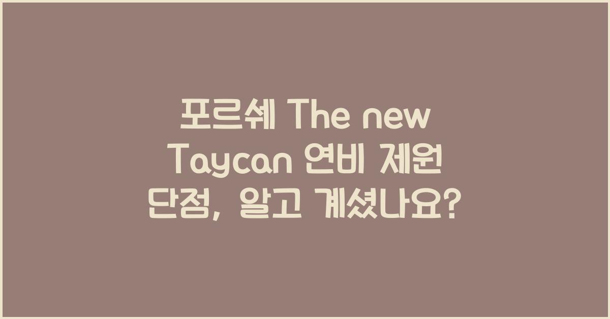 포르쉐 The new Taycan 연비 제원 단점