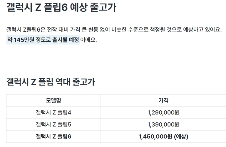 삼성 갤럭시 Z플립6 및 Z폴드6 스펙 및 사전예약 정보