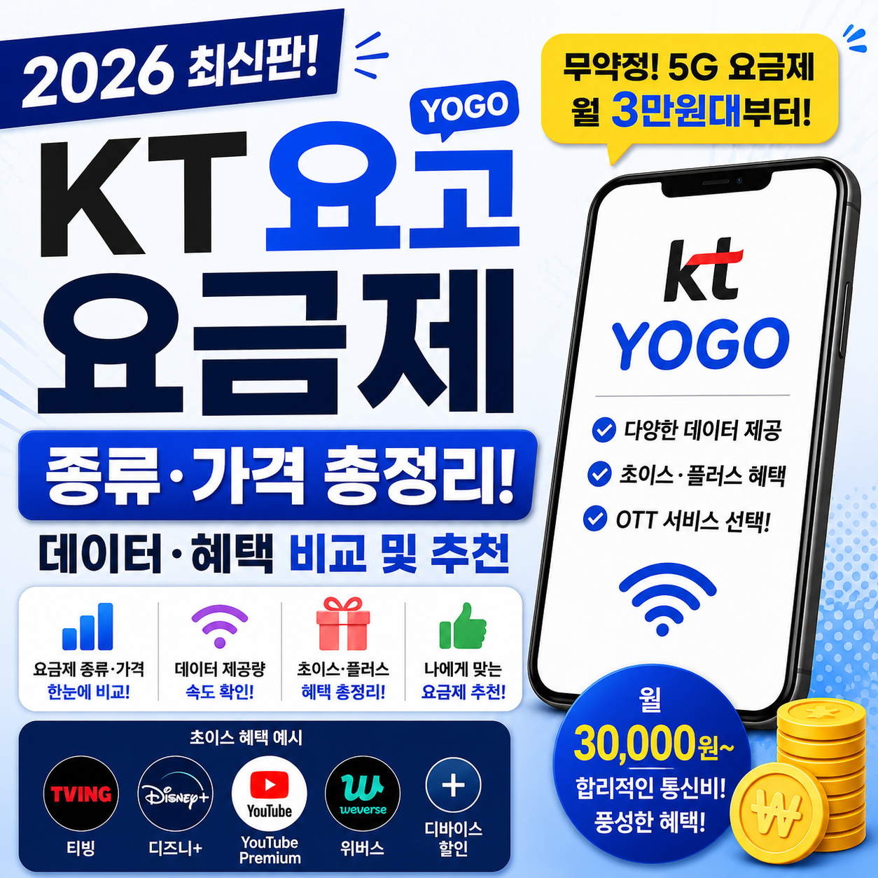 KT 요고 요금제 종류&middot;가격 총정리, 데이터&middot;혜택 비교 및 추천 (2026)