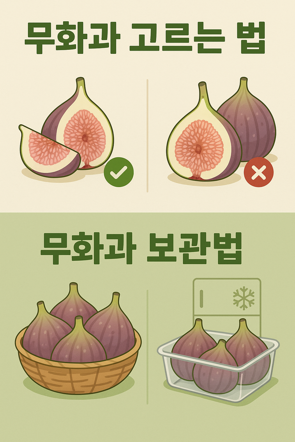 무화과 고르는법과 보관법을 표현한 일러스트