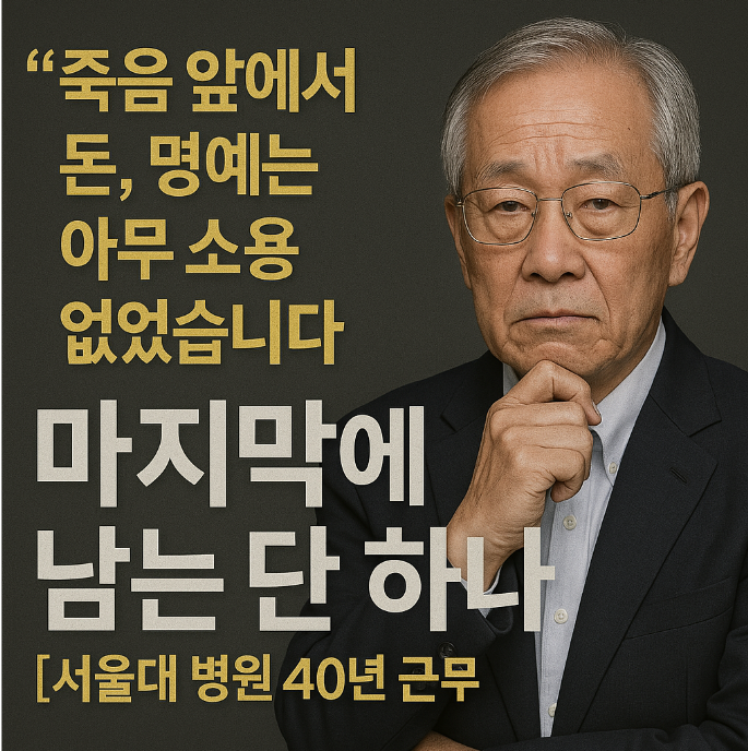 수천명의 죽음을 지켜 봤어요 결국 후회하는 단 한가지