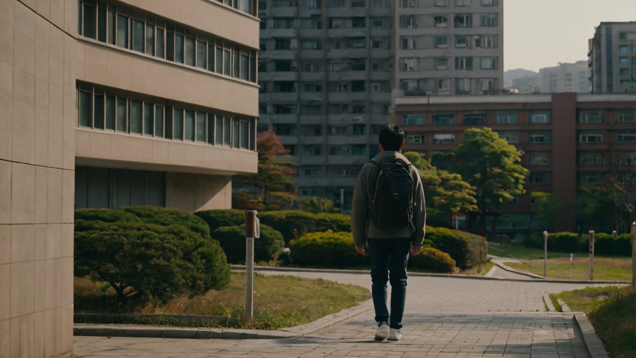 걸어가는 남자의 뒷모습 사진