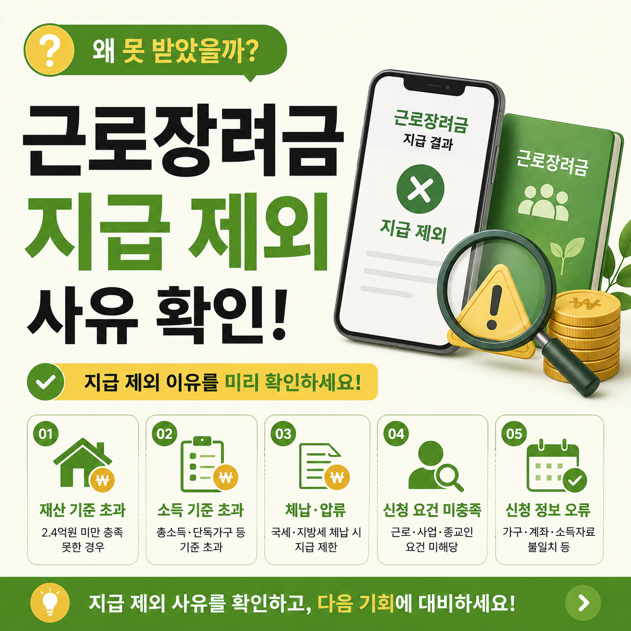 근로장려금 지급 제외 사유를 확인하는 사람의 모습