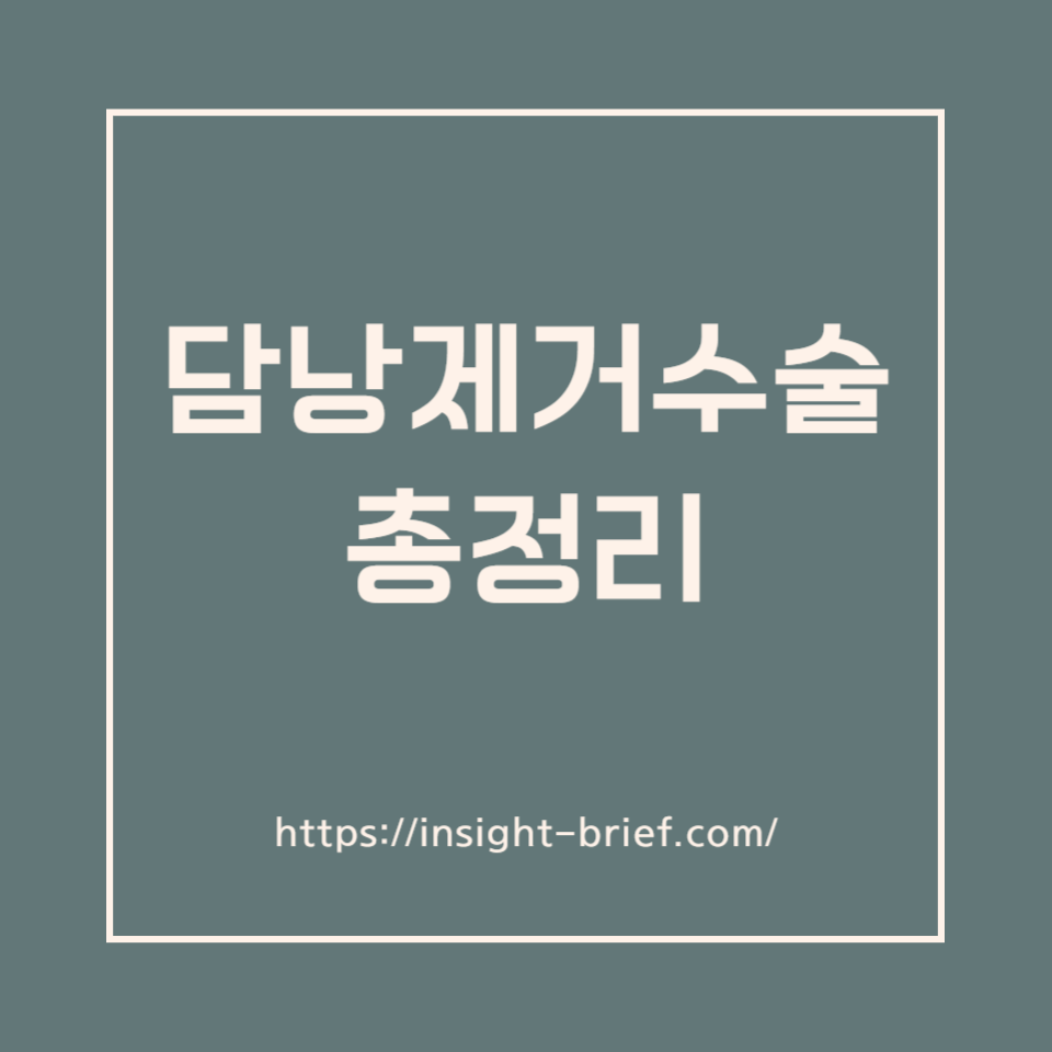 담낭 제거 수술 : 담낭 제거 수술비용까지 총정리