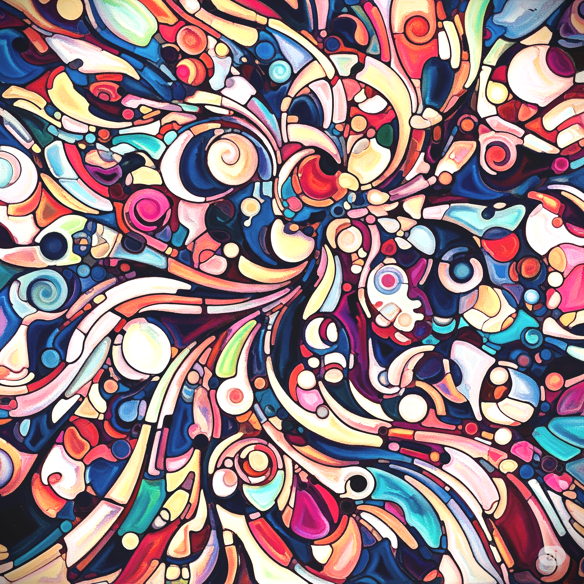 다양한 컬러와 모양이 어우러진 추상화 그림