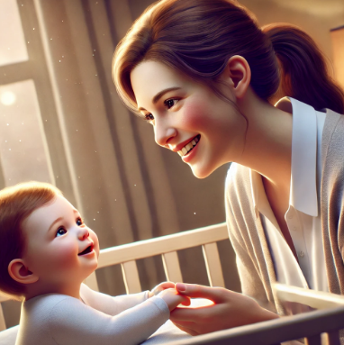 신생아가 엄마 목소리에 반응하며 청각 발달을 시작하는 모습